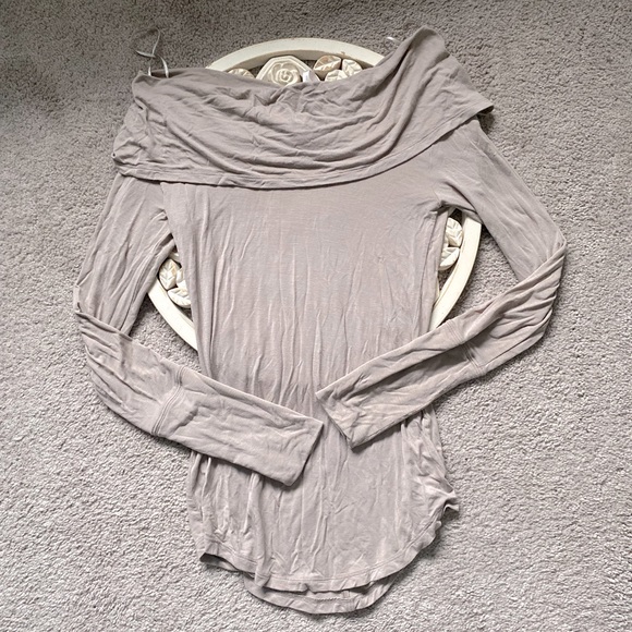 Free People Off The Shoulder Top Nude Earth Toned Long Sleeve Size X-Small - Picture 6 of 14